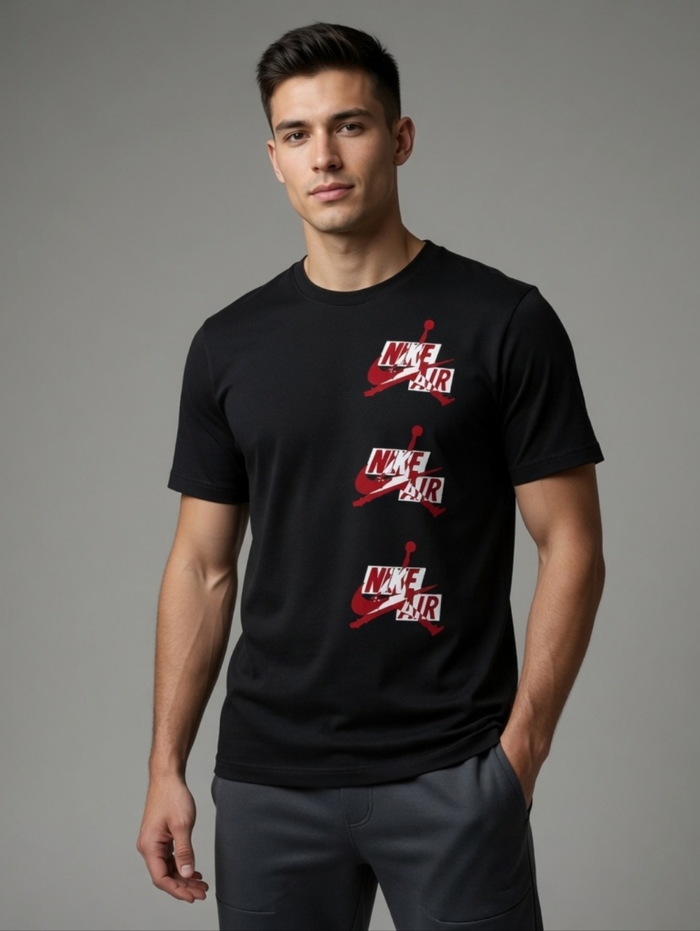 Men's Nike Air Jordan Graphic Jumpman Black Cotton T Shirt - Size L
